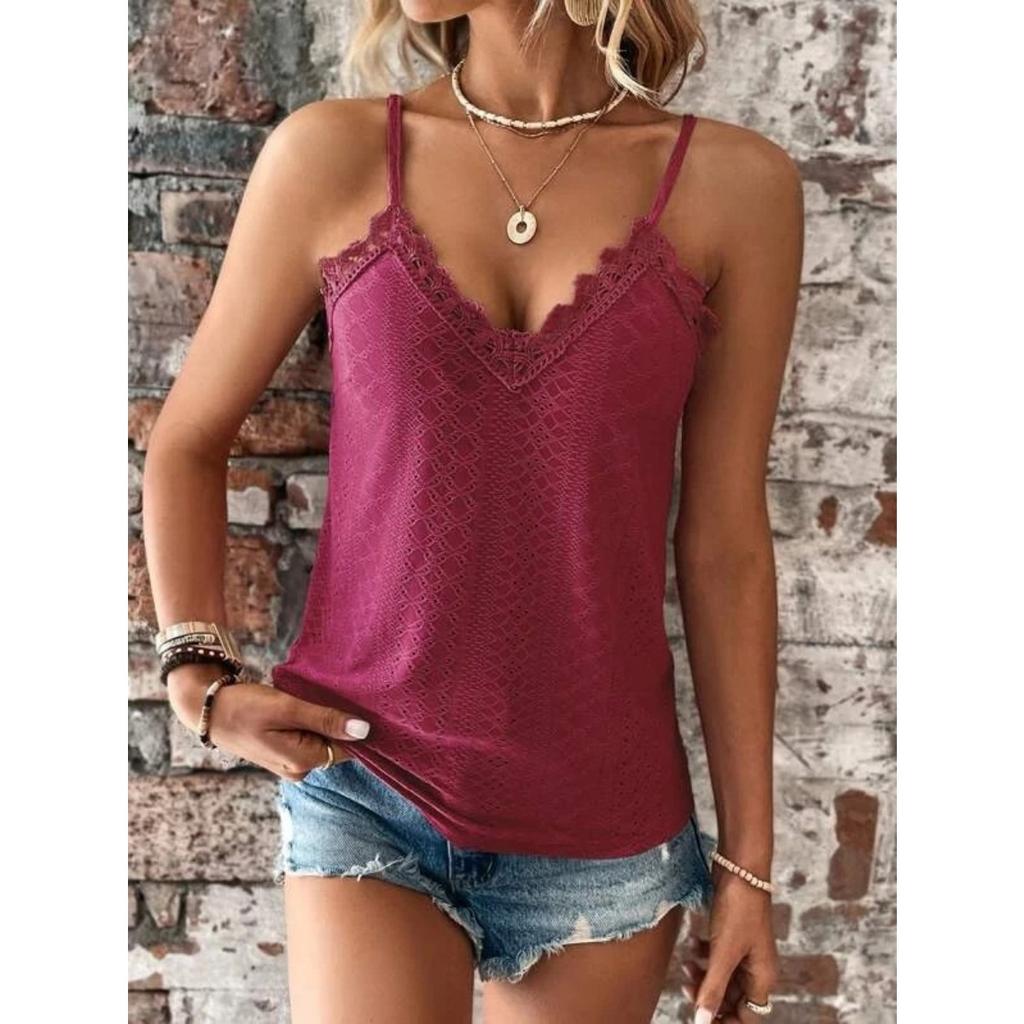 Letní nový dámský krajkový top s V-výstřihem