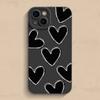 Luxury Black Love Heart Soft Silicone Phone Case For iPhone 15 14 13 12 11 Pro Max Mini XR X XS Max 7 8 Plus Shockproof Cover