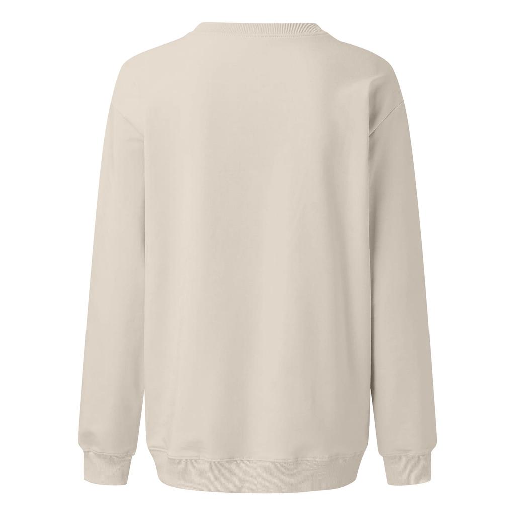 Dame Vintertopper Dame Langermet Genser Casual Rund hals Løs Passform Pullover Fleece Topper