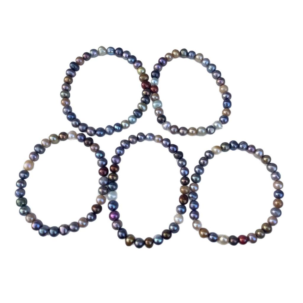 Versatile Elastic Cord Bracelet with 5-7mm Natural Freshwater Pearls for Women