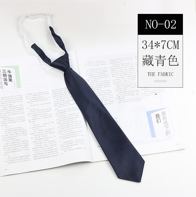 Tie School Style Uniform Shirt Black Gray Navy Blue Solid Color Knot-Free Lazy Japanese Tie