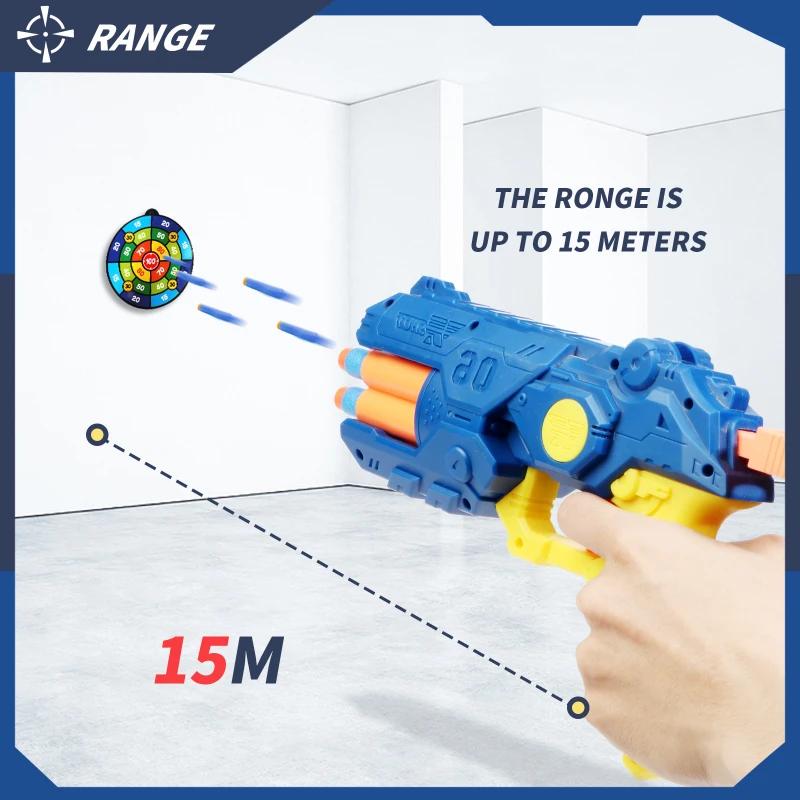 Children Manual Gun 4/6-S Soft Bullets Toy Gun Kits Long Range Dart Blaster Boys Shooting Toys Pistol Gun Kids Xmas Gifts