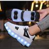 Student Skating Shoes Rotating Button Four Wheel Skate Roller Shoes Roller Skating Removable  Kids Glowing Sneakers