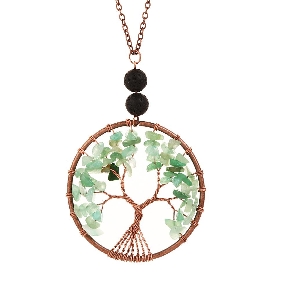 Natural Stone Crystal, Aromatherapy Volcanic Stone Pure Hand-Wound Gravel Tree Root Life Tree Necklace N14