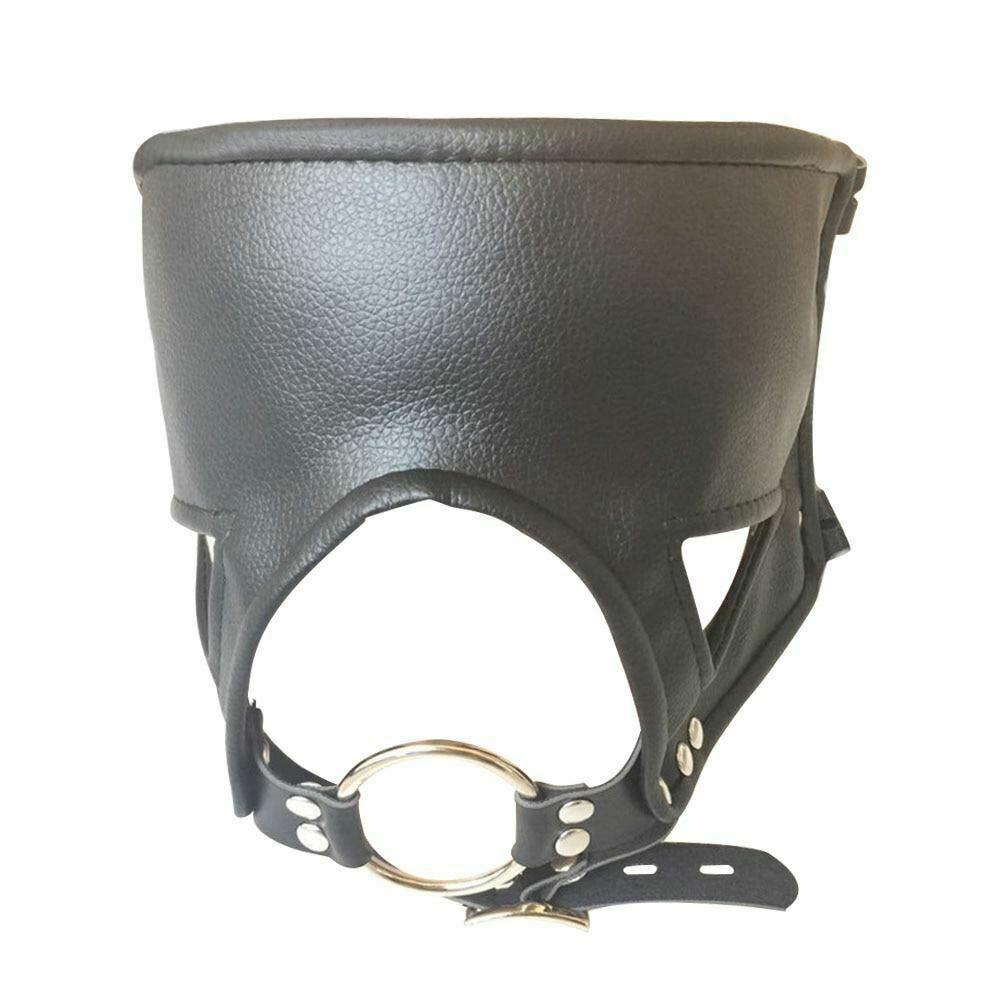 Black Head Harness Restraints Blindfold Open Mouth Ring Gag   Gags