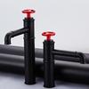 Creative Industrial Style Blast Brass Bathroom Basin Faucet Pipe Hot And Cold Water Sink Faucet Single Hole Single Handle Red