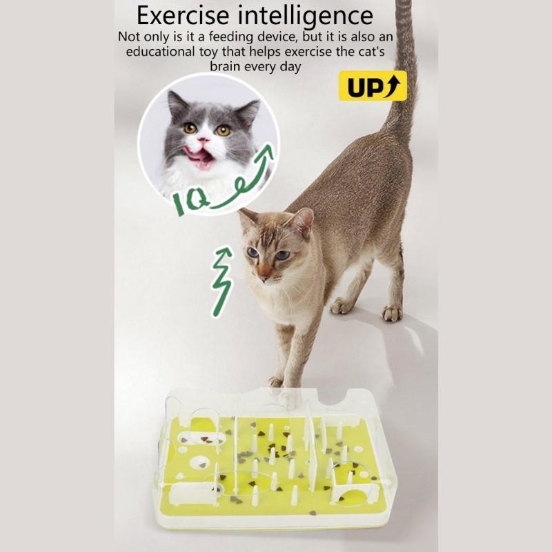 Interactive Cats Puzzle Feeder Toy Adjustable Difficulty Level Slow Eating Maze Mental Stimulation Training For Indoor Kitten