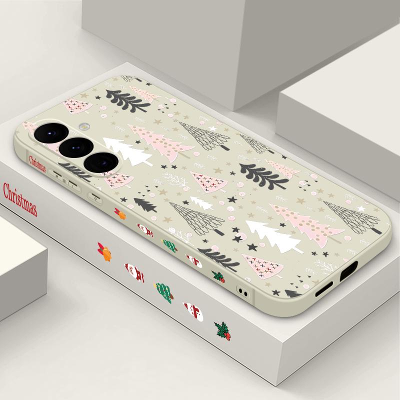 Lanyard Phone Case For Samsung Galaxy A56 A17 A26 A16 A36 A55 A54 A53 A15 S24 S25 FE S25 S22 S23 Ultra Plus Christmas Tree Patterned Cover