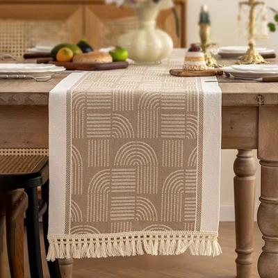 Tischläufer im Retro-Nordischen Stil mit Quaste Polyester Tischdecke Wasserdicht Waschbar Tischflagge Party