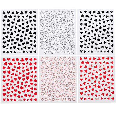 Hollow Love Nail Art Sticker Laser Gold and Silver Pink Nail Patch Cute Heart-shaped Self-adhesive Nail Art Sticker