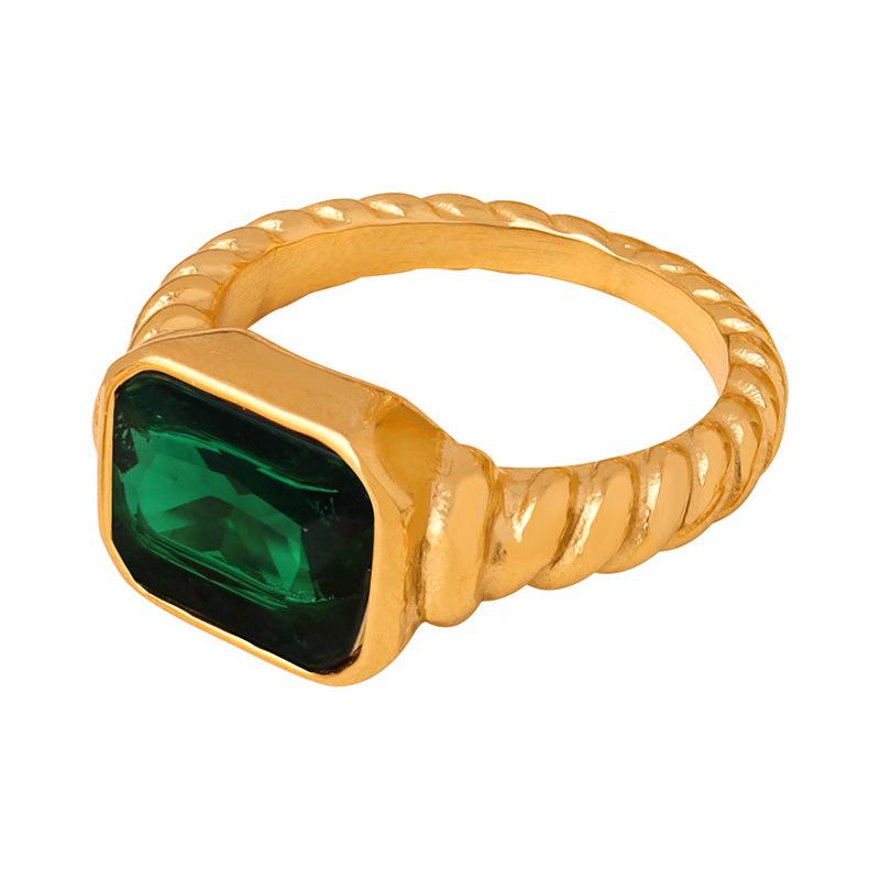 

New Fashion Square Zircon Twist Chunky Croissant Rings for Women Charm Waterproof Ring Statement Jewelry Wedding Party Gifts 8 size