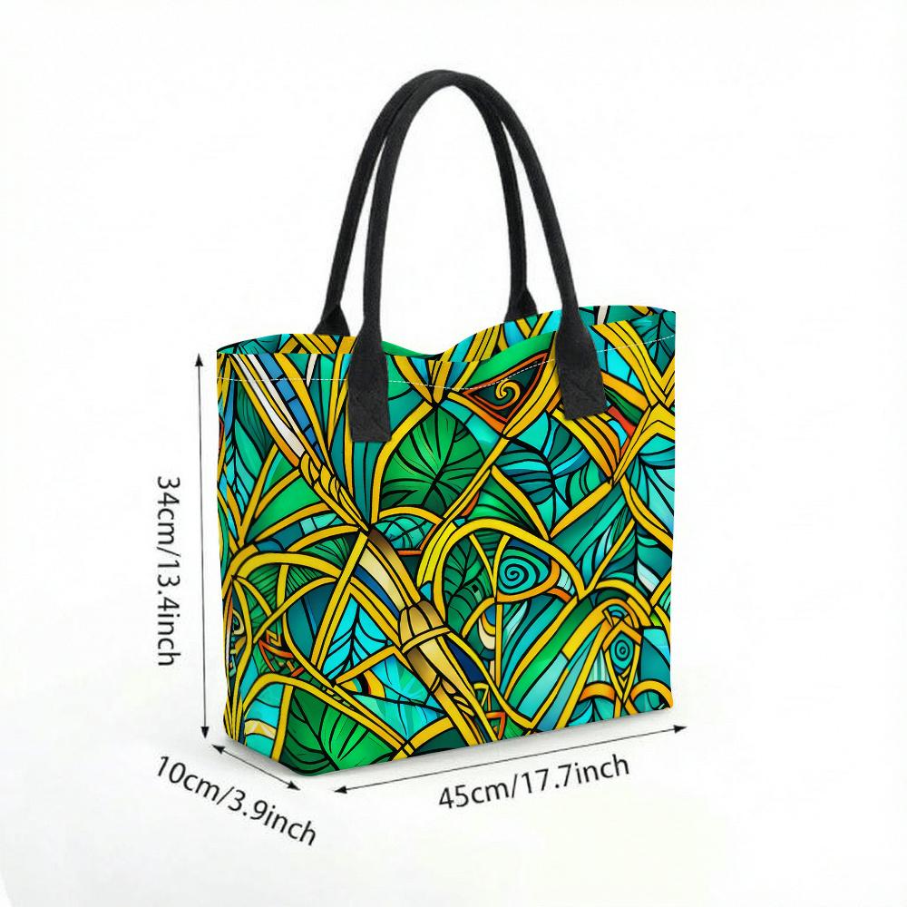 Artistic Geometric Pattern Tote Bag Fashion Large Capacity Casual Shopping Shoulder Handbag for Daily Use