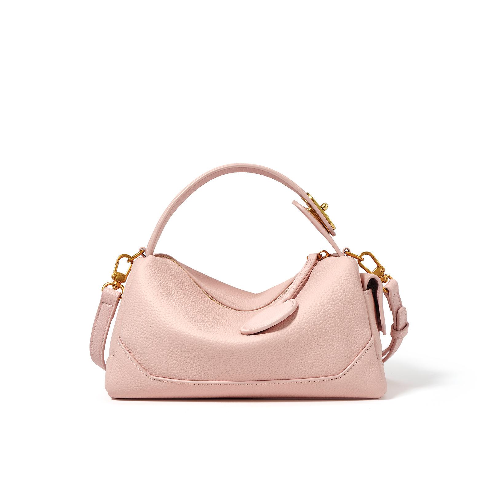 

Женская сумка-подушка из натуральной кожи, высококачественная металлическая фурнитура, женская сумка с верхней ручкой, маленькая бостонская сумка с кисточкой для девочек, серо-розовая розовый