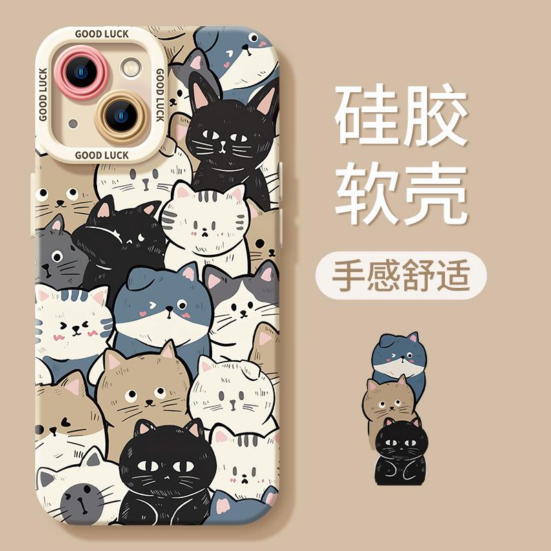 Applicable To Apple 11promax Huawei Mobile Phone Case Oppo Redmi Iphone11 Silicone 11pro Cartoon Cat