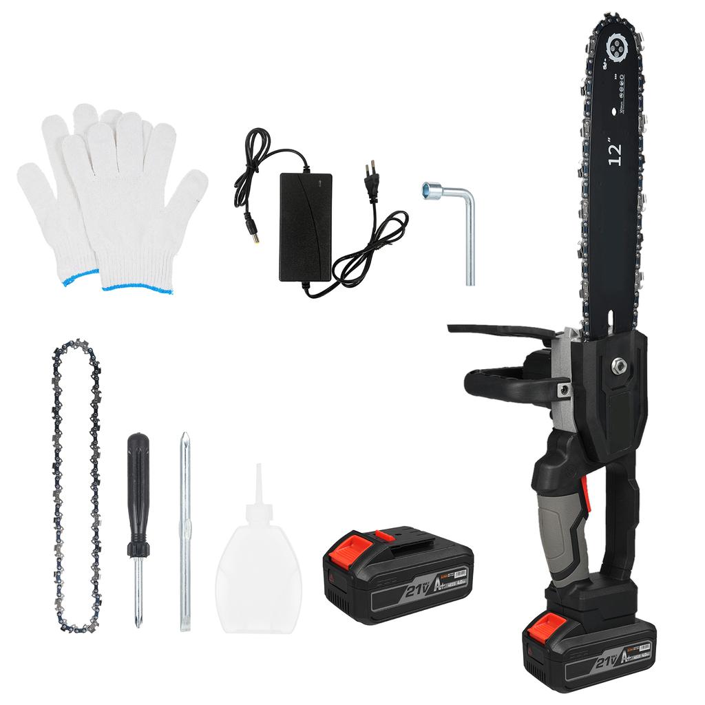 Mini tronçonneuse sans fil, tronçonneuse électrique de 12 pouces, batterie rechargeable 398TV alimentée par batterie