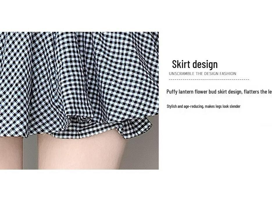 White High-Waist Anti-Exposure A-Line Mini Skirt - Women's Sweet Age-Reducing Flower Bud Design