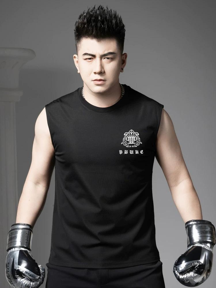 European Style Trendy Outerwear Vest Men's Tank Top 2025 Summer New Printed Round Neck Sweatshirt Sleeveless T-Shirt for Men