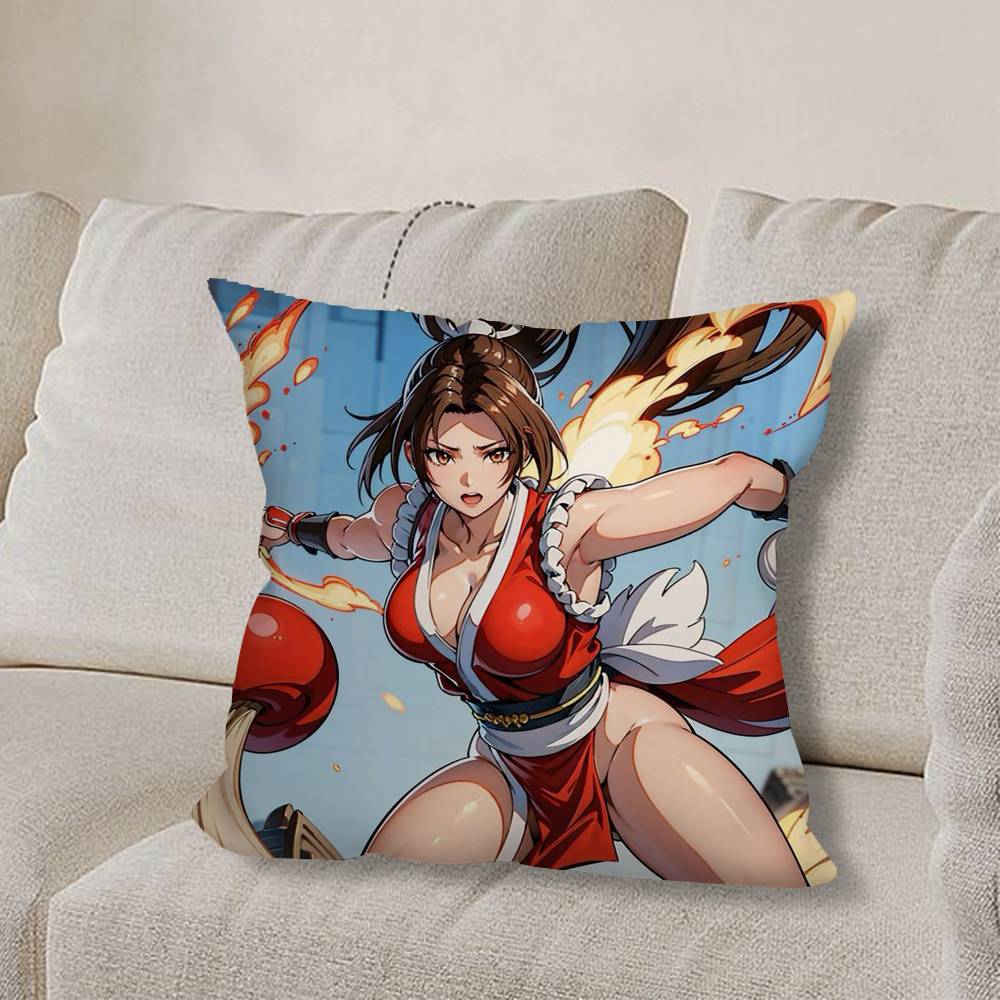 

K-King Of F-Fighters cool Pillow Case Square Double-Sided Printing Short Plush Sofa Cushion Cover Bedroom Bedside Pillow 30cmx30cm