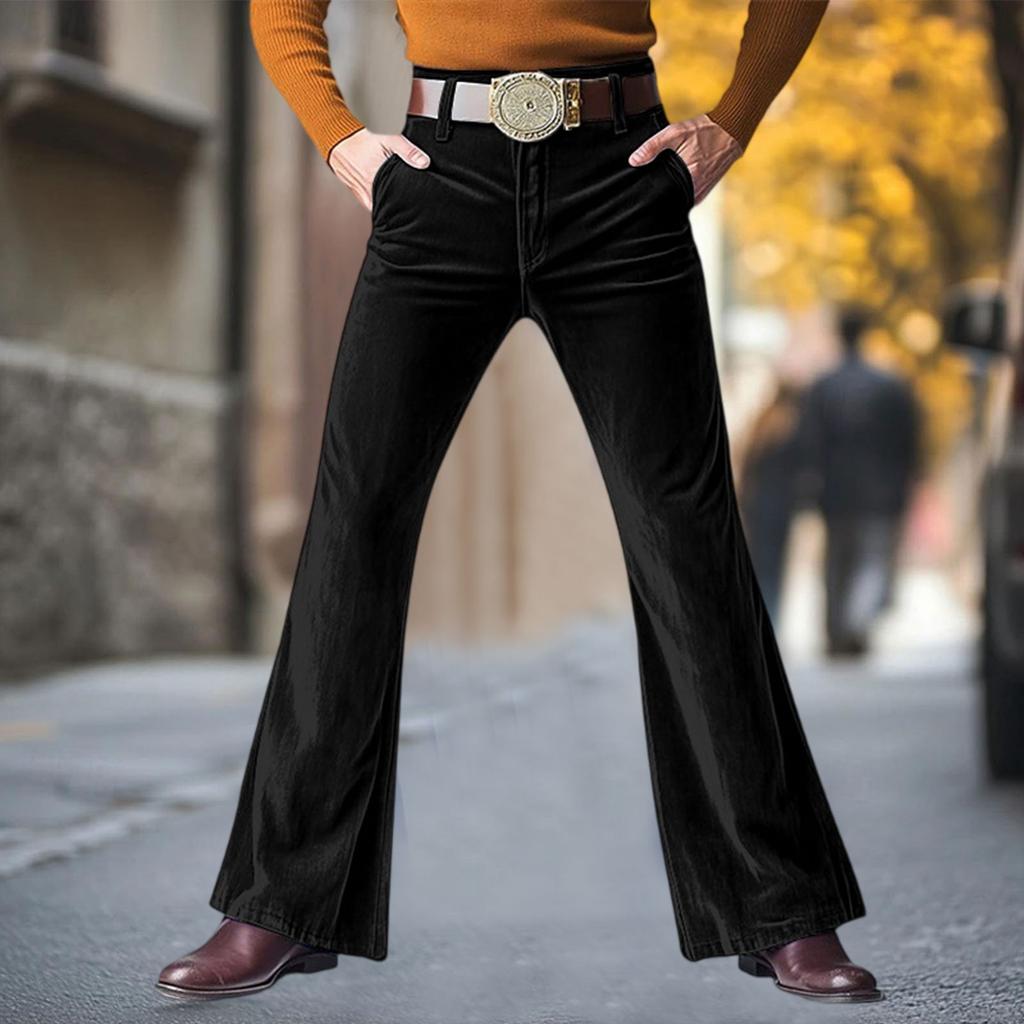 Men's Vintage 60s 70s Bell Bottom Pants Classic Comfort Flared Flares Retro Disco Outfits For Men