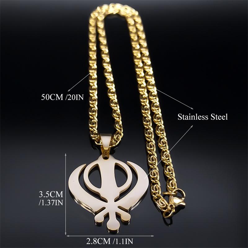 Sikhismus Sikh Halskette Damen Herren Khanda Anhänger Edelstahl Indien Pakistan Malaysia Punjab Religiöse Halsketten Schmuck N8090