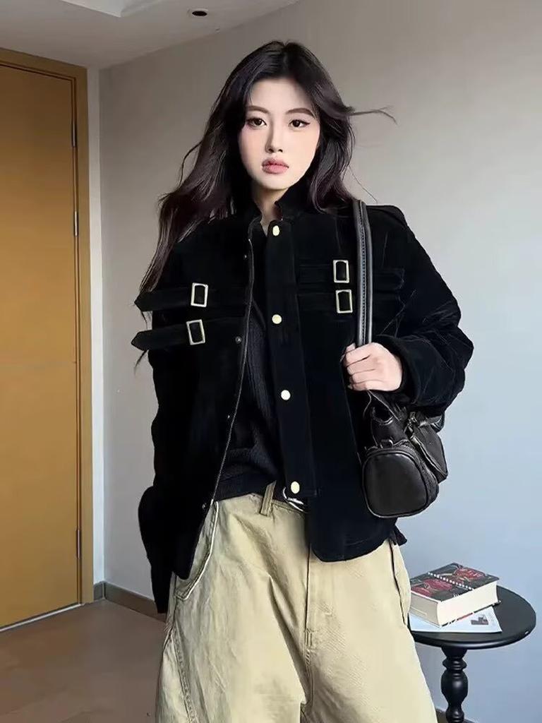 Damen Hirschlederjacke Kurzer Mantel Herbst Neu Koreanischer Stil High-End Lockerer Oberteil für zierliche Frauen Oberbekleidung