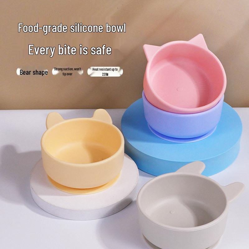 Silicone Suction Bowl for Children's Meals - Baby Feeding Cartoon Plate