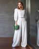 2024 Women's Fashion Two-Piece Set: Long-Sleeve Top & High-Waisted Wide-Leg Pants