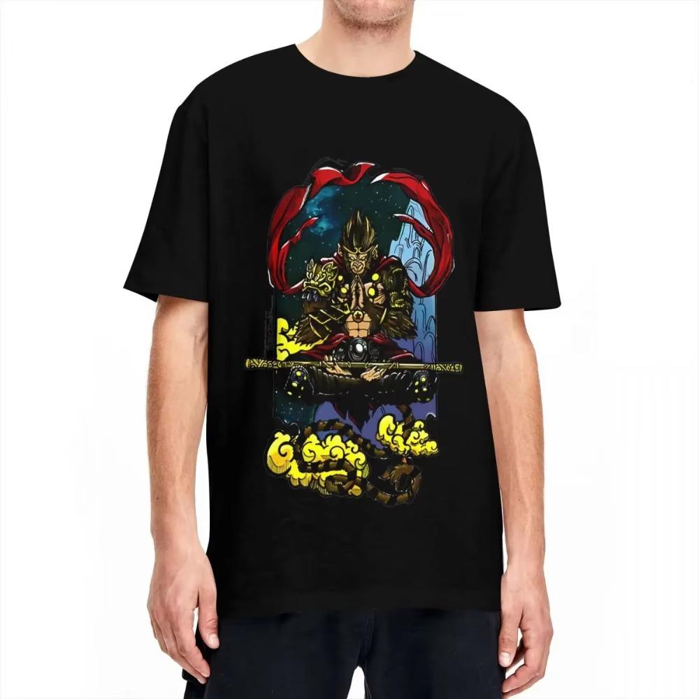 SUN WUKONG Color Black Myth T-Shirt Trendy Cool T Shirts Short Sleeve Street Style Tops Summer Pure Cotton O Neck Oversize Tees