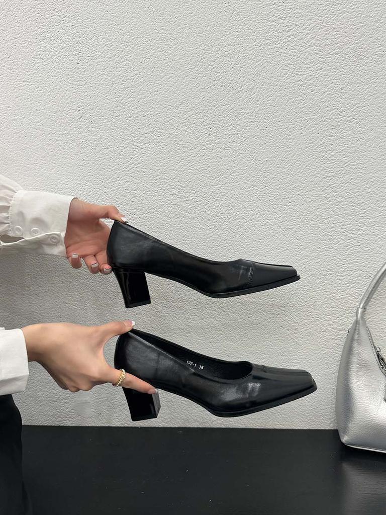 fashion Square Toe Women Pumps 2024 New Arrivals Fashion Ladies Dress Shoes Shallow Slip On Thick High Heels Pumps Autumn Office Shoes