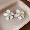 Silver Needle Diamond Pattern Flower Stud Earrings Gentle and Sweet in Summer Small Fresh Earrings Light Luxury Premium Earrings