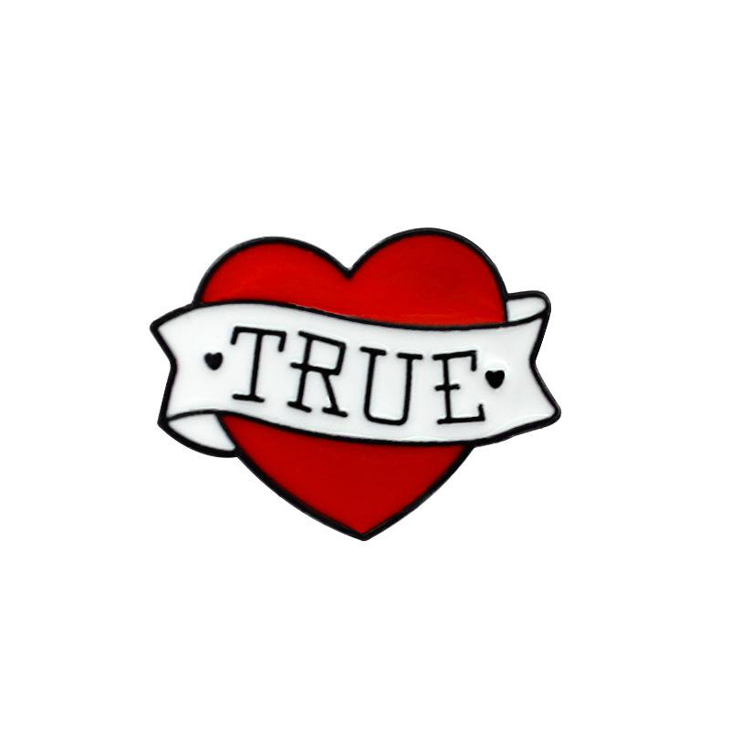 Red Heart, Black & White Skull, and Star Brooches: European & American Clothing Accessories
