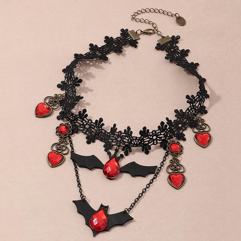 European and American Holiday Decorations Creative and Personalized Lace Necklaces Necklaces Bat Halloween Necklaces