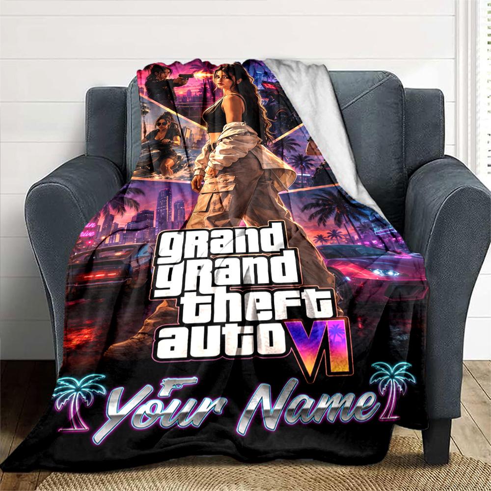 Grand Theft Auto Customize Text Blanket Lightweight Customizable Blanket Warmthful Decor Throw For Home Decor Office Chair Office Chair