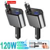 4 IN 1 Auto-Handyladegerät 120W Typ C 66W+2.4A Ladekabel mit Einziehkabeln mit Voltanzeige Für IPhone Huawei Samsung