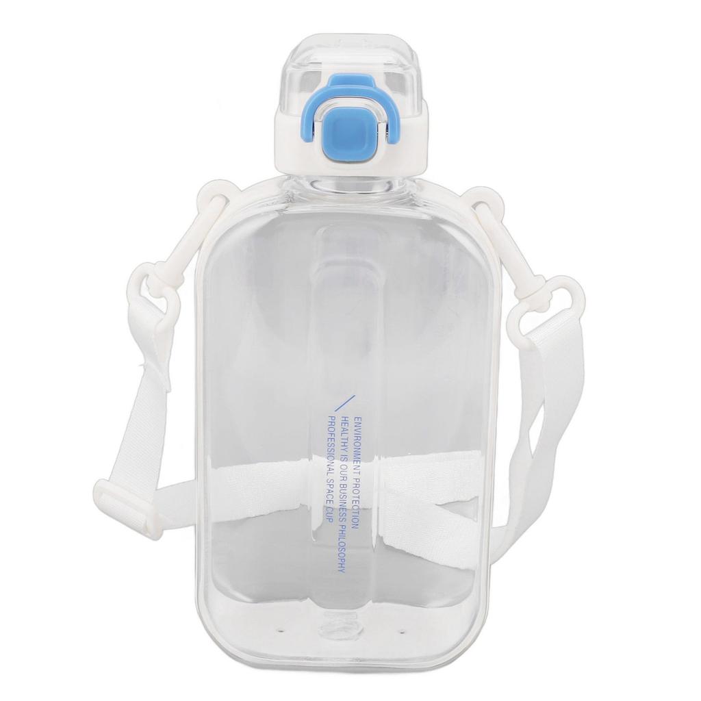 Flat Water Bottle 750ml Slim PC Silicone Leak Proof with Strap Flat Drinking Bottle for Sports