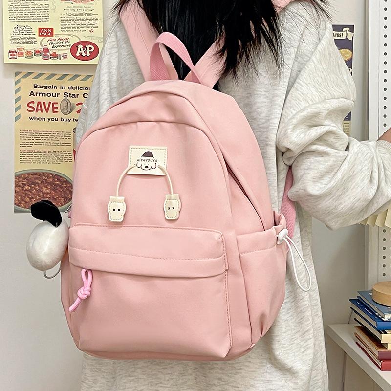 School bag new INS style artistic fresh solid color backpack for girls' middle and high school students, campus backpack, ladies' small backpack