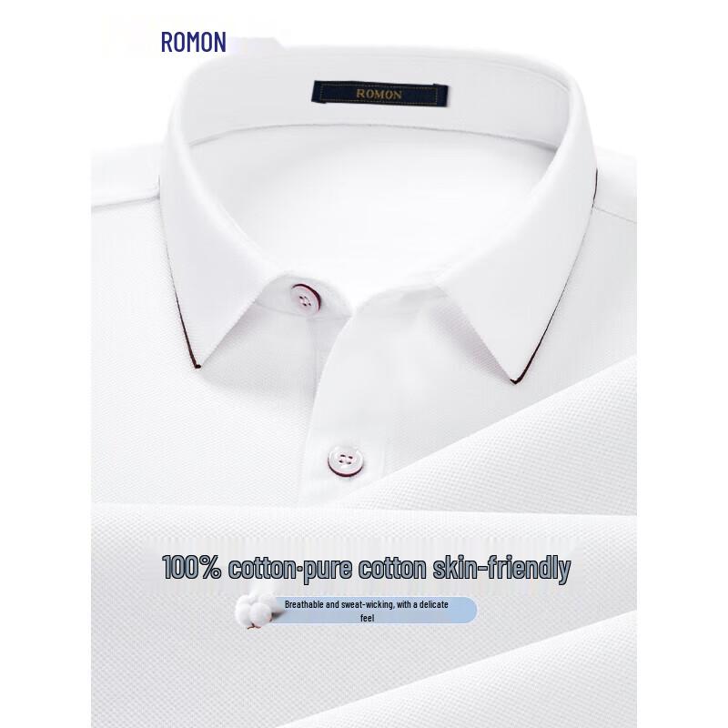 ROMON Men's 100% Cotton Short Sleeve Polo Shirt