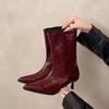 Minimalist Retro Stiletto Mid-Leg Boots Women'S  New Fashionable Pointed Toe Wide-Leg Spring And Autumn Single Boots