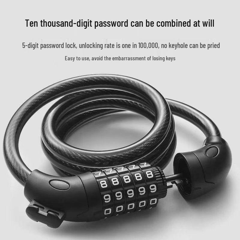 Multifunctional Anti-theft Steel Cable Lock for Bicycles & Motorcycles