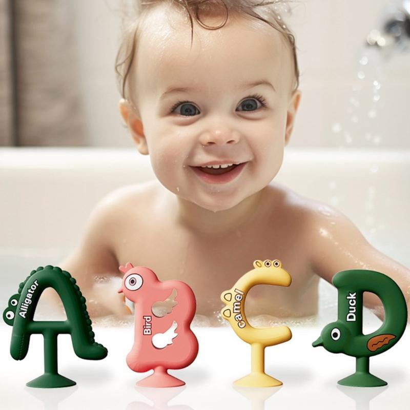 Safe & Non Toxic Silicone Teether Chewable Teething Toy with 26 Letters Cognitive Development for Infants for Boys Girls