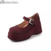 Fashion Platform Marie Janes Shoes Women Wedges Sandals Summer 2025 New Trend Dress Pumps Shallow Elegant Suede Plus Size Zapatos Mujer