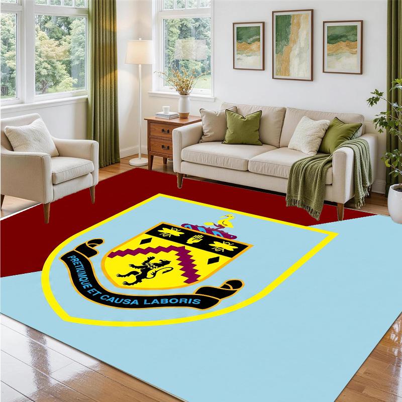 Burnley Football Design Crystal Velvet Rug Soft Decorative Mat for Bedroom Entrance