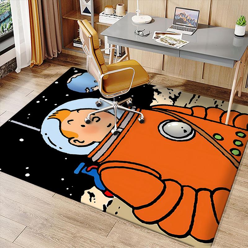 The Adventures of Tintin Printed Absorbent Washable Carpet, Non-Slip Bathroom Mats, Kitchen Rugs, Yoga Mat,Living Room Entrance, Camping Picnic Rugs
