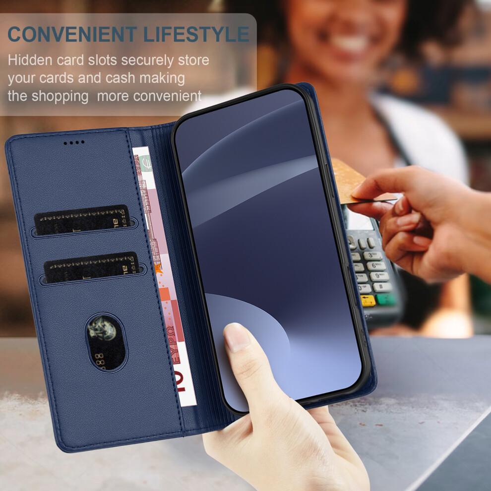 (Dark Blue) For Motorola Edge 60 Pro 5G Phone Cases Punk Style Imprinted Wallet Stand Leather Cover