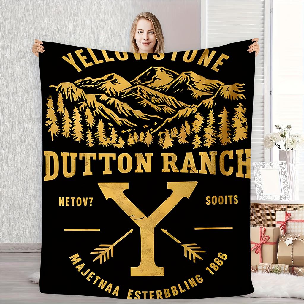 Yellowstone Dutton Ranch Flannel Throw Blanket - Cozy All-Season Bedding, Ideal for Napping, Camping, Travel - Tear-Resistant,, Machine Wash