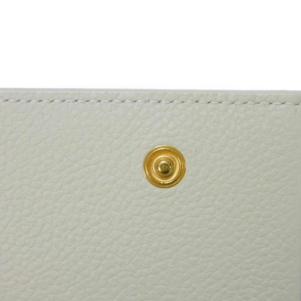Used 9921 Business Card Holder 468994 7946 Grain Powder Textured Leather Bifold Logo Ivory Unisex from Japan AUTHENTIC