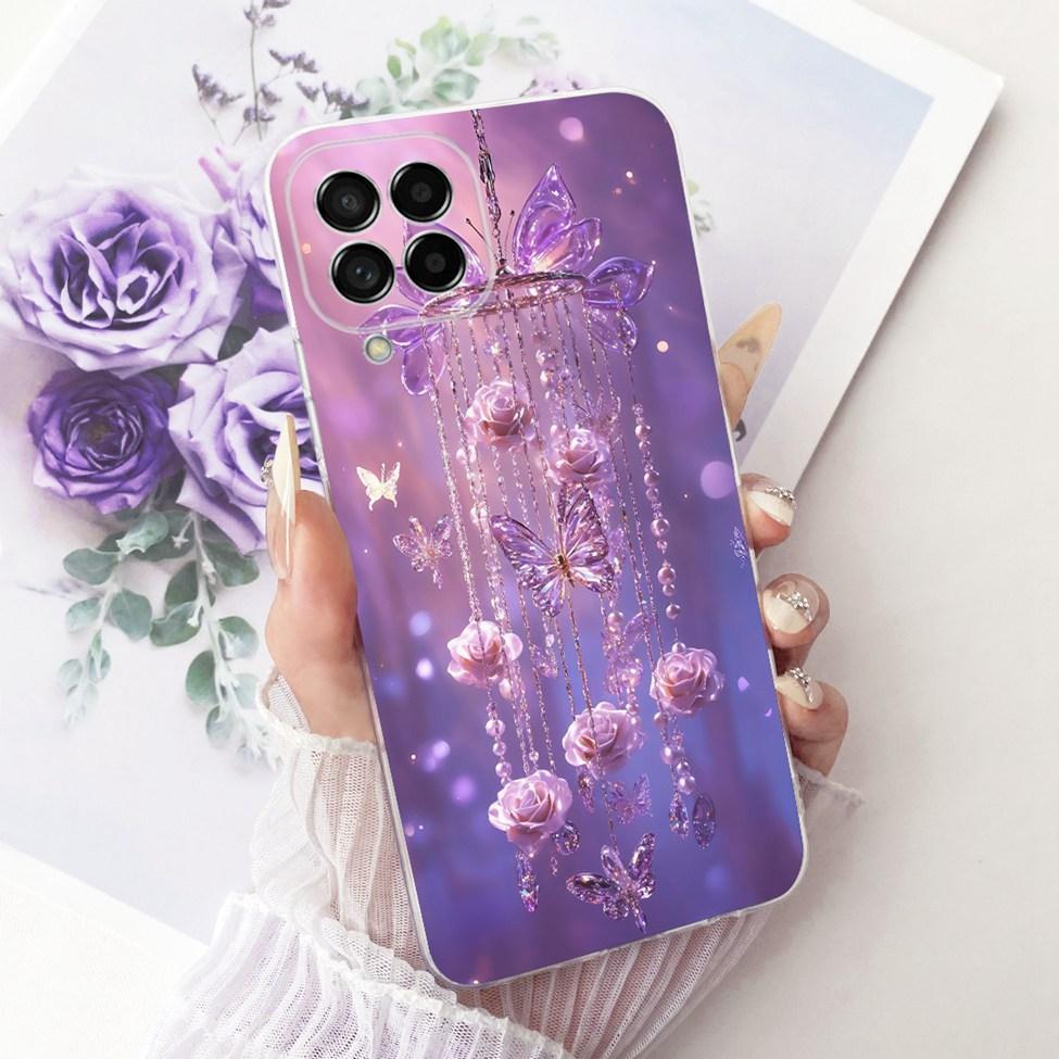 Clear For Samsung M53 5G Case Luxury Fashion Butterfly Funny Cute Painted Cover For Samsung Galaxy M53 5G SM-M536B Casing