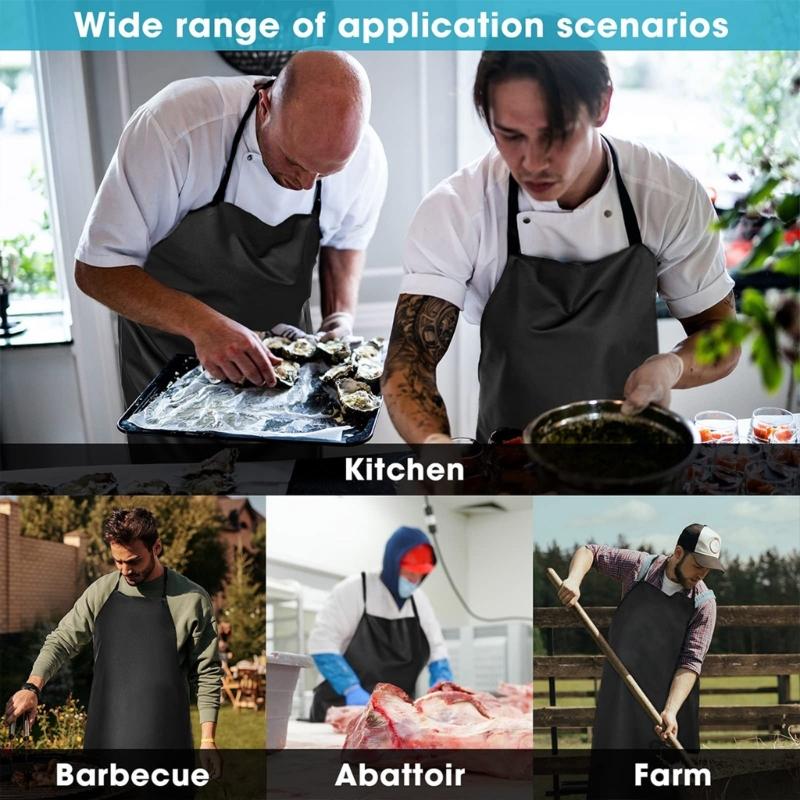 Pu Leather Apron Extra Long Grilling Apron Work Aprons for DishWashing,Cleaning Fish,Gardening,Butcher Dog Grooming