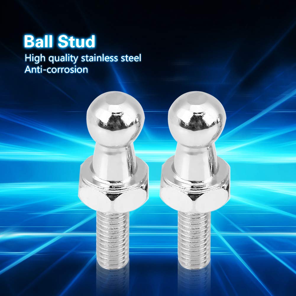 2pcs Ball Stud Bolt Silver, Replacement Car Ball Stud Bolt M6 Iron for Gas Struts Ball Ended Bonnet, Hand Tools