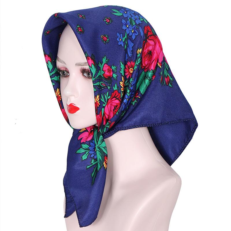 Luxury Hijab Hair Bands Square Cotton Scarf For Women Neckerchief Female Rose Pattern Shawl Headband Fashion Wraps Bandana